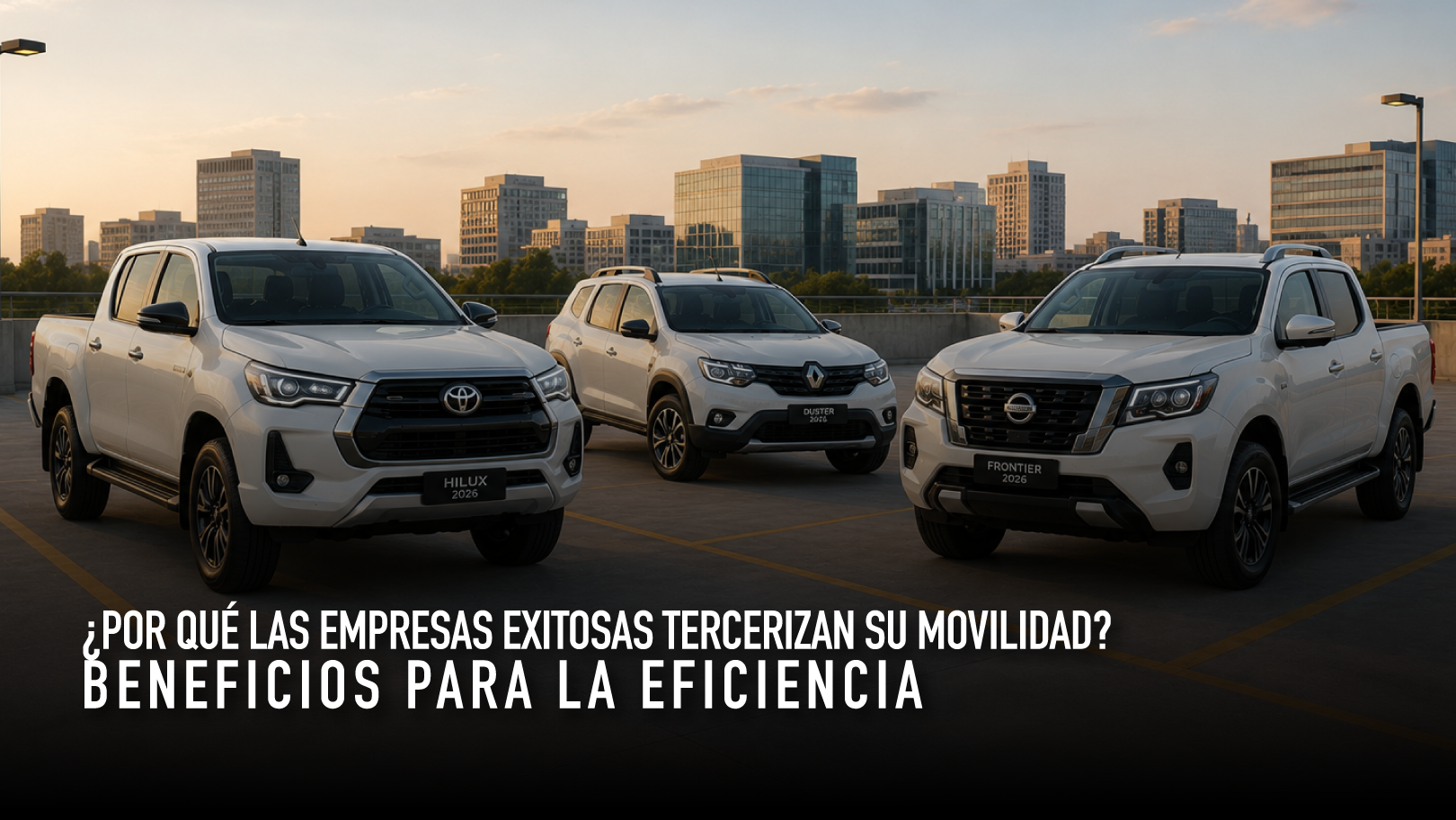 Equipo de profesionales abordando vehículos corporativos gestionados mediante un servicio de movilidad empresarial tercerizada.